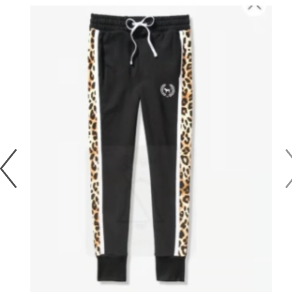 PINK VS Black Skinny Joggers w/ Leapord Trim Down The Sides